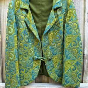 Vintage Green and Blue Patterned Blazer XS/S